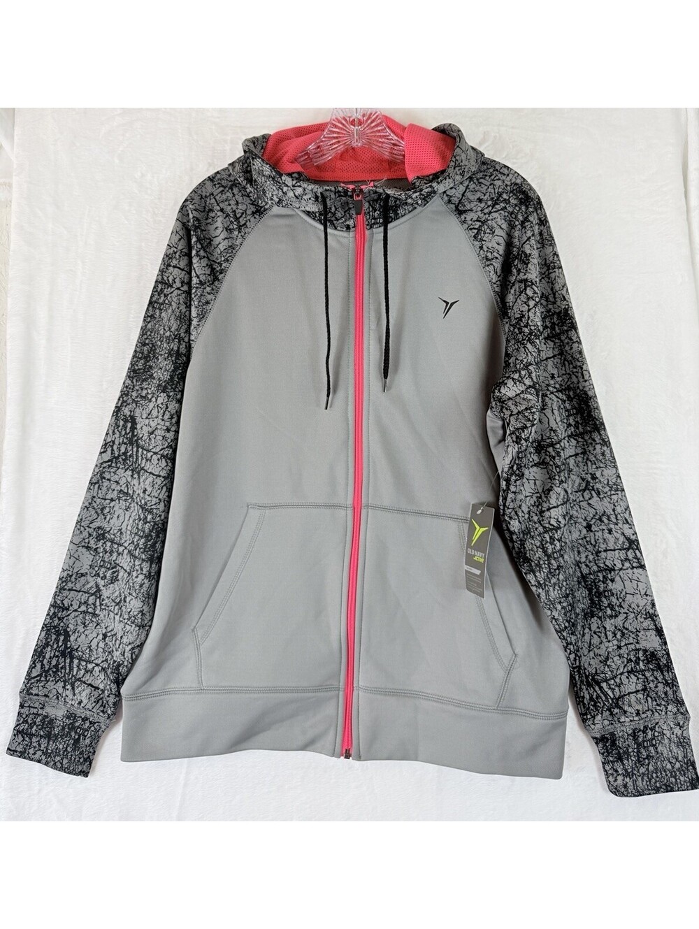 Old Navy Hoodie Men Medium Activewear Gray Full Zip Jacket Sweatshirt New NWT